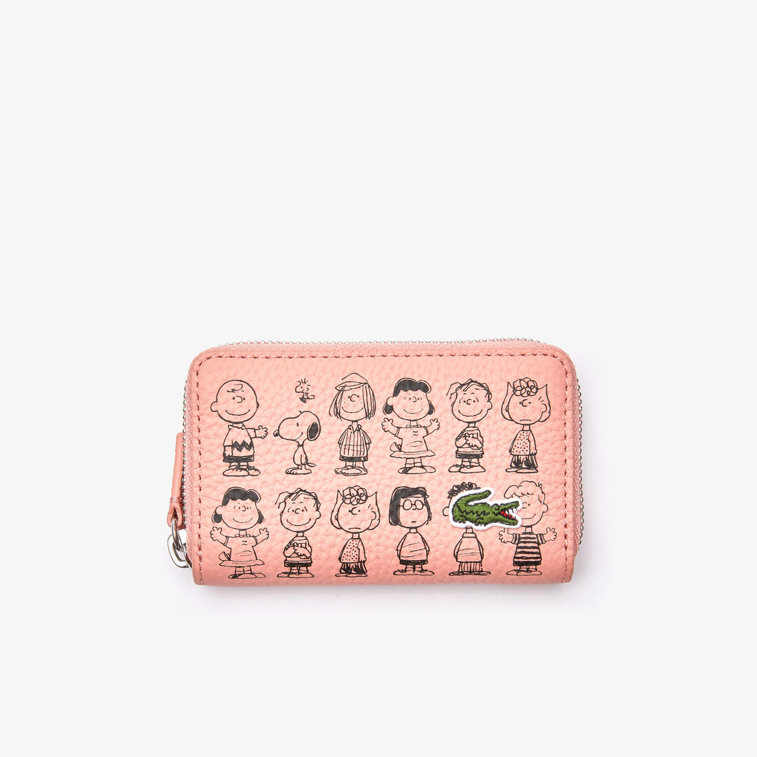 حقيبة عملات جلدية صغيرة بحبيبات صغيرة للسيدات من مجموعة Lacoste x Peanuts