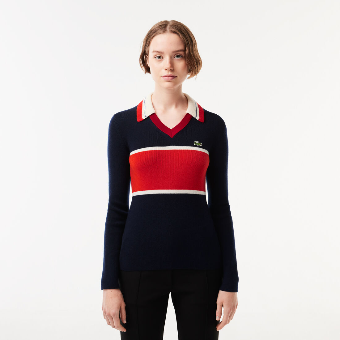 French Made Contrast Polo Neck Sweater - AF0650-00-NPI