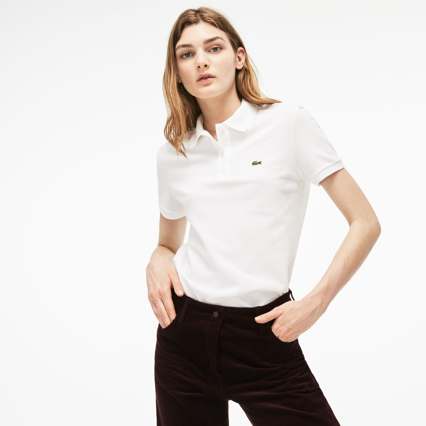 تيشيرت بولو لاكوست بيتي بيكيه قطن ناعم بقصة كلاسيكية للنساء Women's Lacoste Regular Fit Soft Cotton Petit Pique Polo Shirt - PF7839-00-001