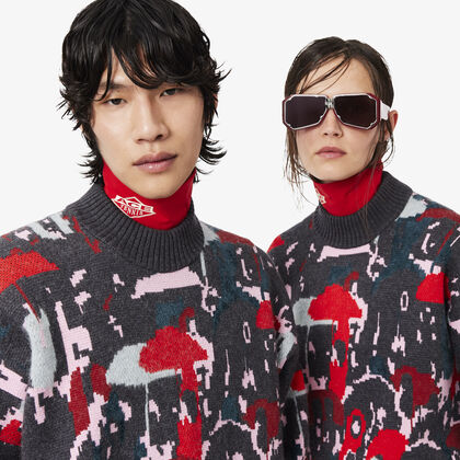 لاكوست runway wool blend jacquard sweater