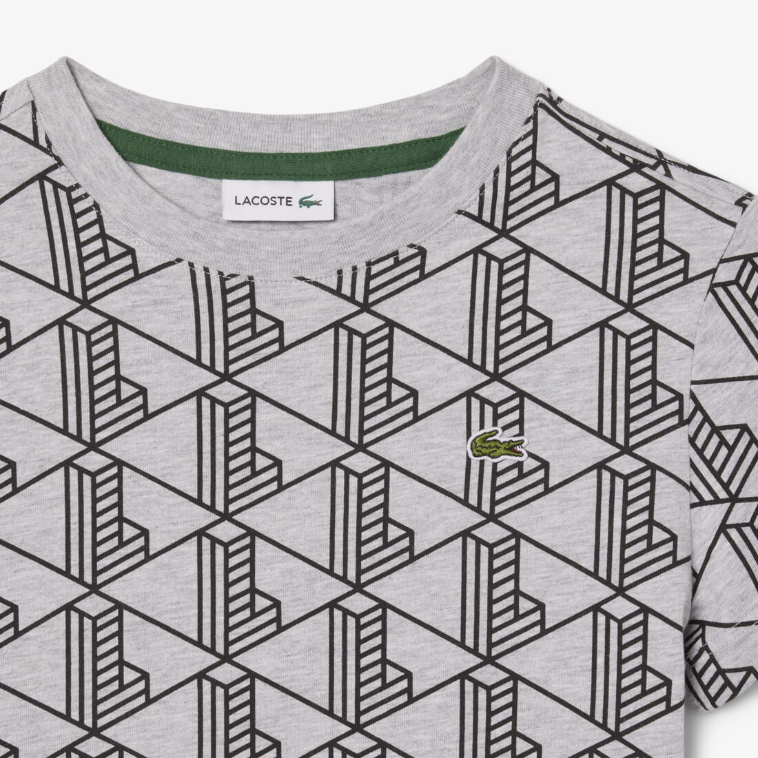 تي شيرت قطني بطبعة مونوغرام Monogram Print Cotton T-shirt - TJ8411-00-80P