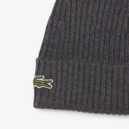 lacoste rib knit brushed wool beanie