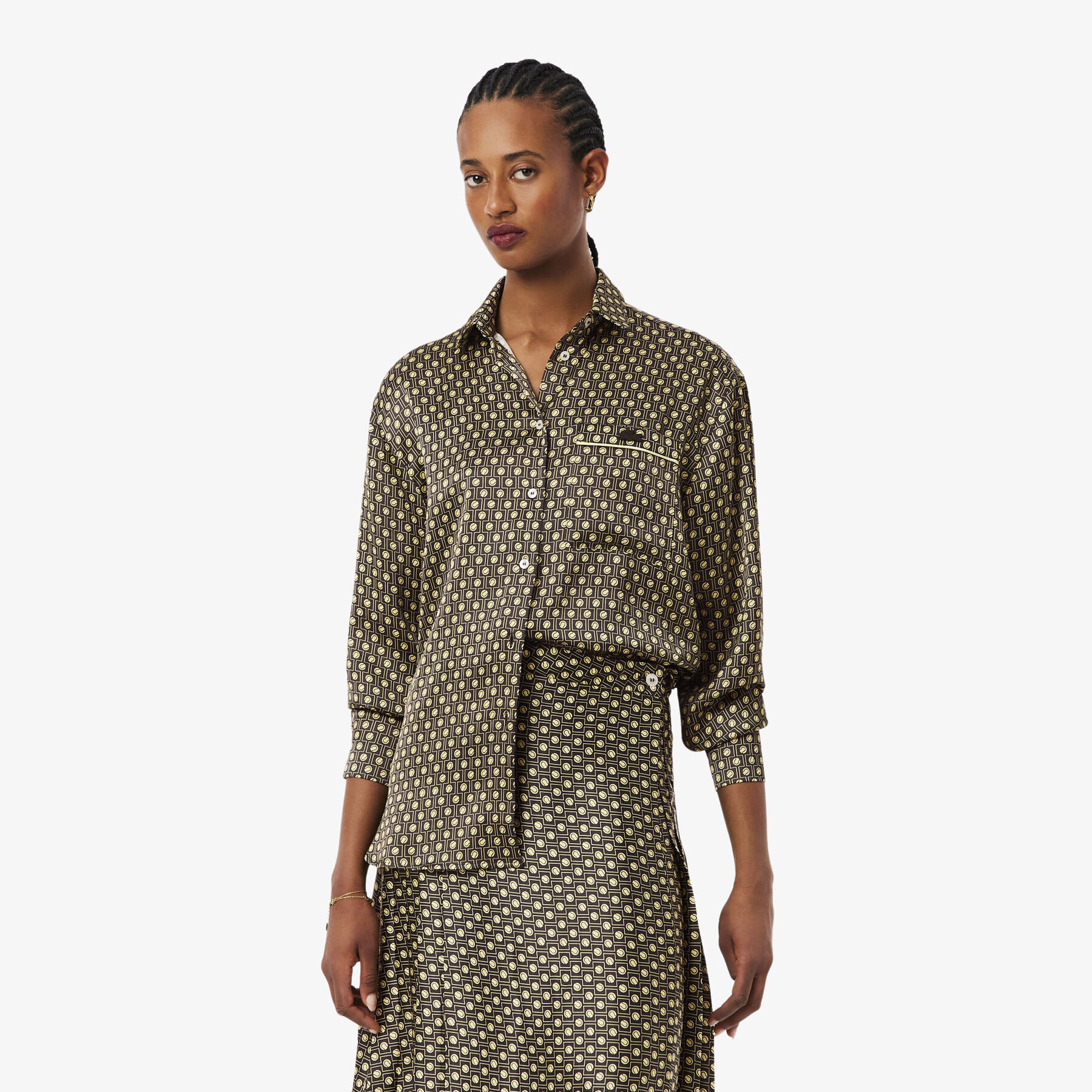 Oversized Printed Satin Shirt lacoste oversized printed satin shirt
