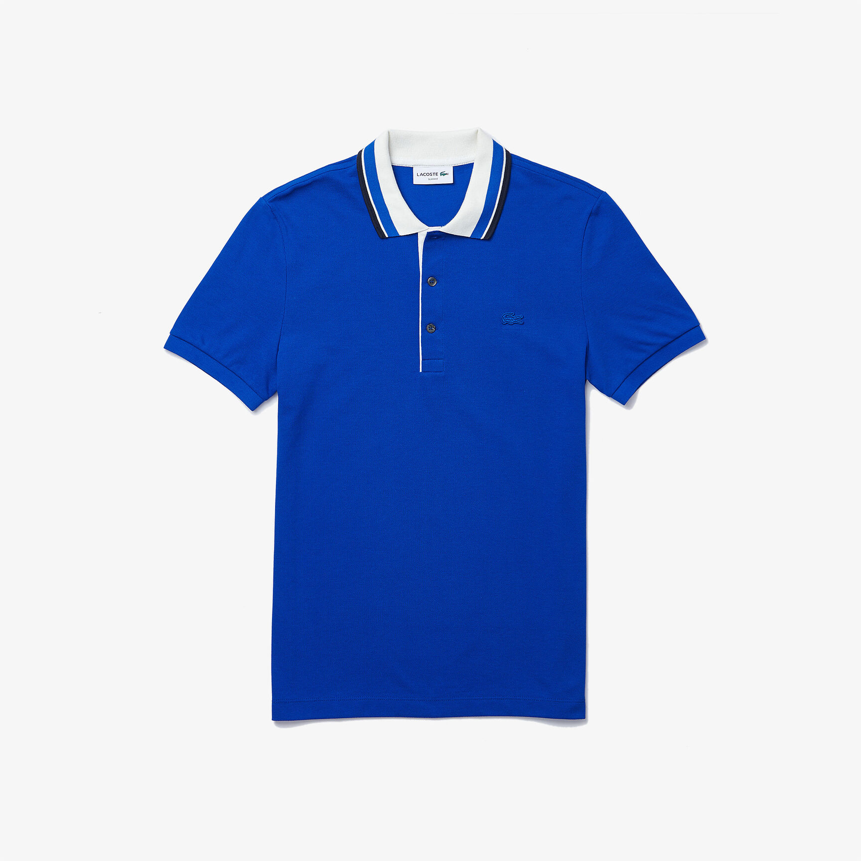 Men’s Lacoste Slim Fit Striped Collar Cotton Piqué Polo Men’s Lacoste Slim Fit Striped Collar Cotton Piqué Polo