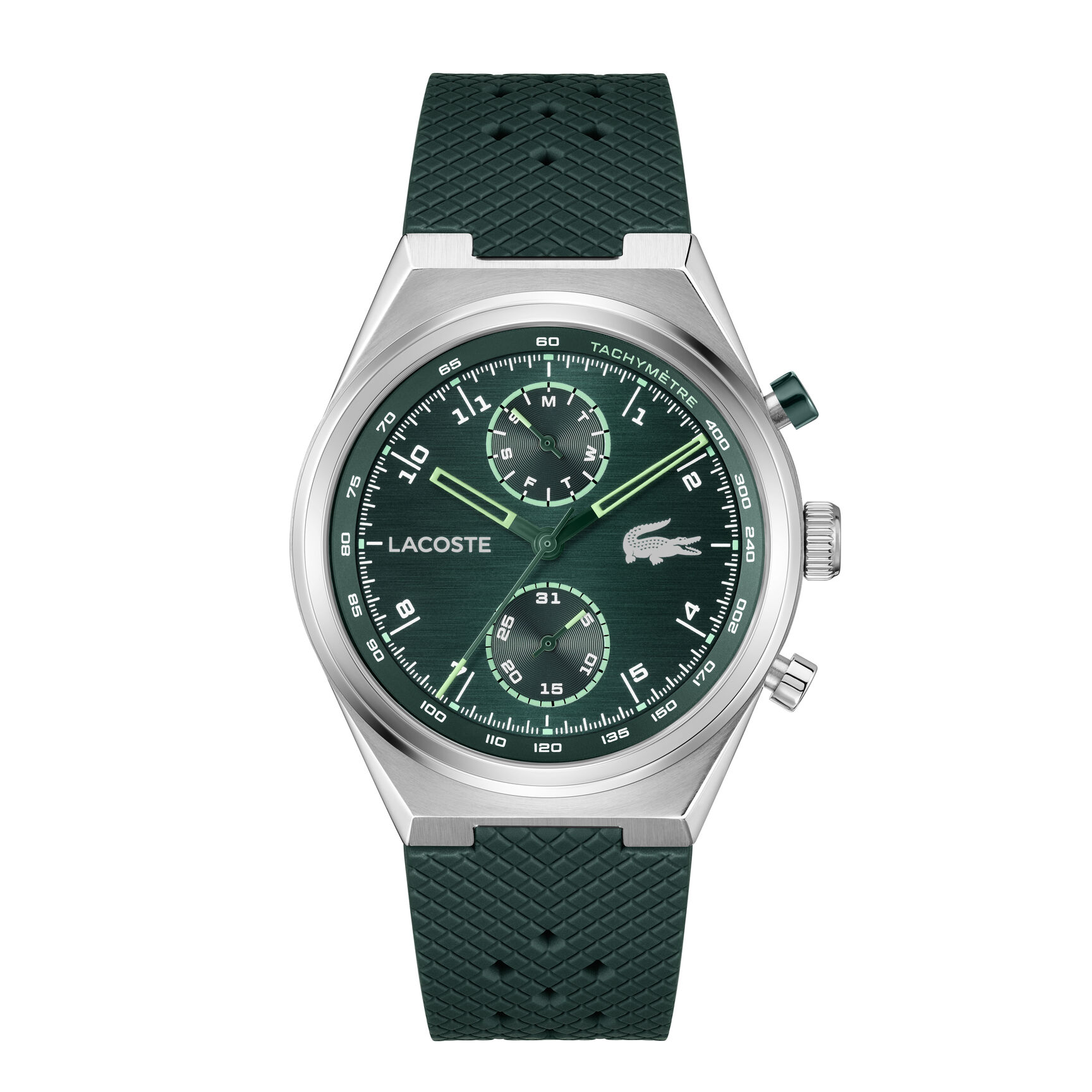 ساعة رجالية بسوار سيليكون أخضر Green Silicone Strap Men's Watch - 2011497-GREEN