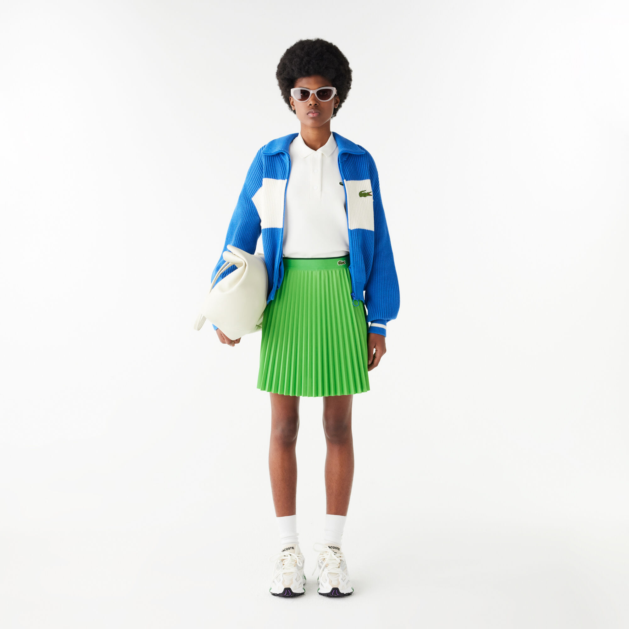 Short Pleated Elastic Waist Skirt, Green | LACOSTE UAE