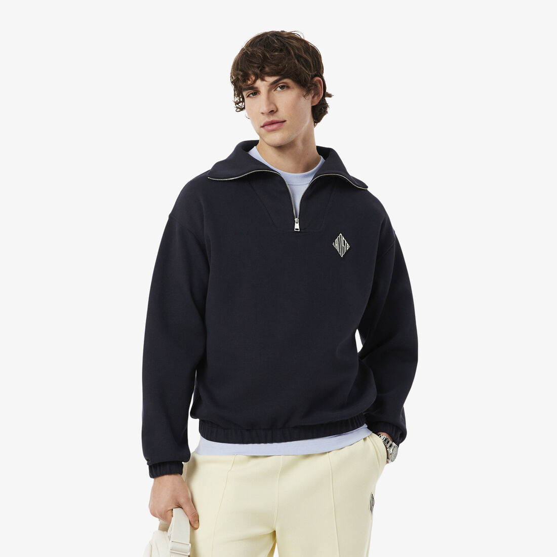 Loose Fit Zipped Neck Pique Sweatshirt - SH0030-00-350