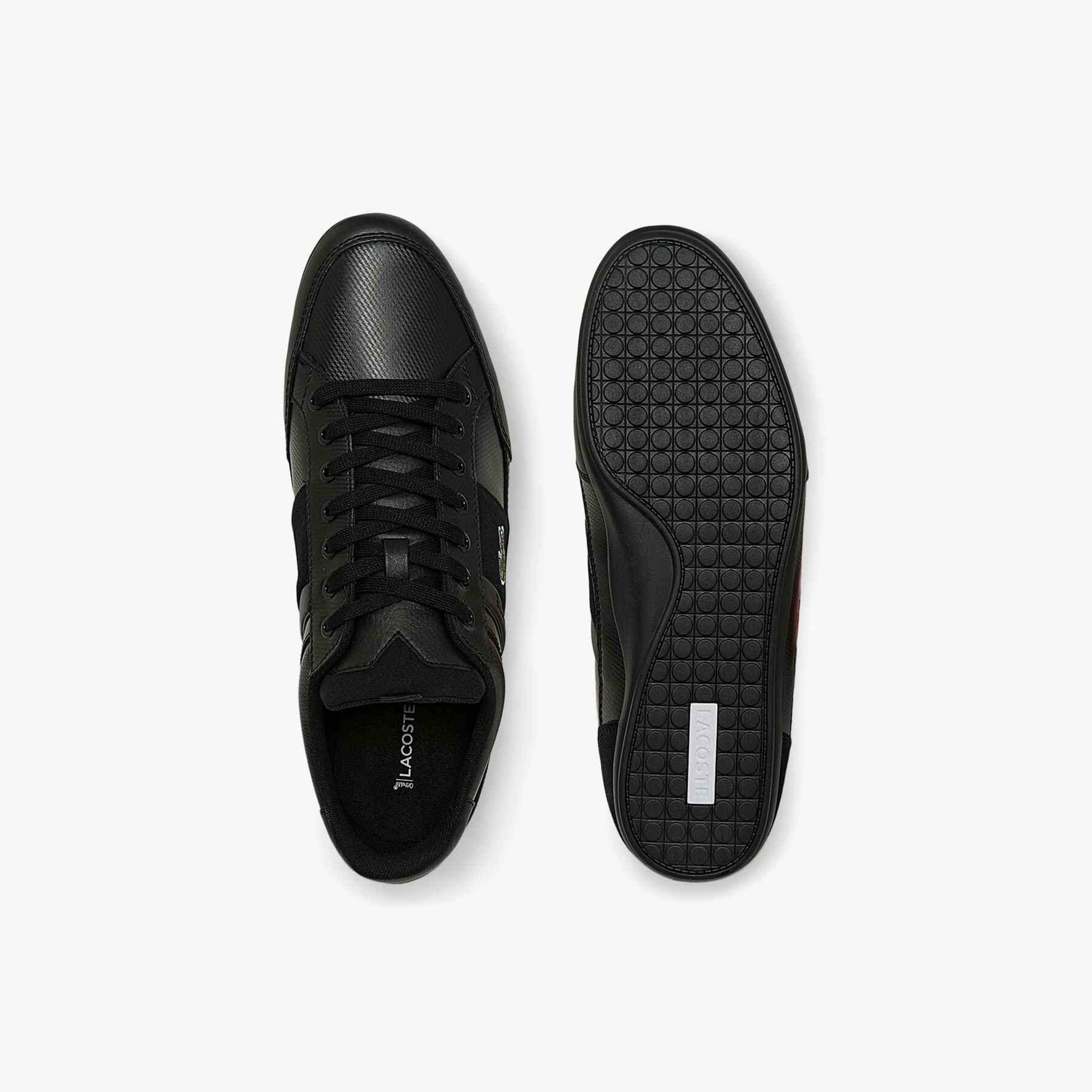 lacoste men s chaymon bl leather and synthetic tonal trainers