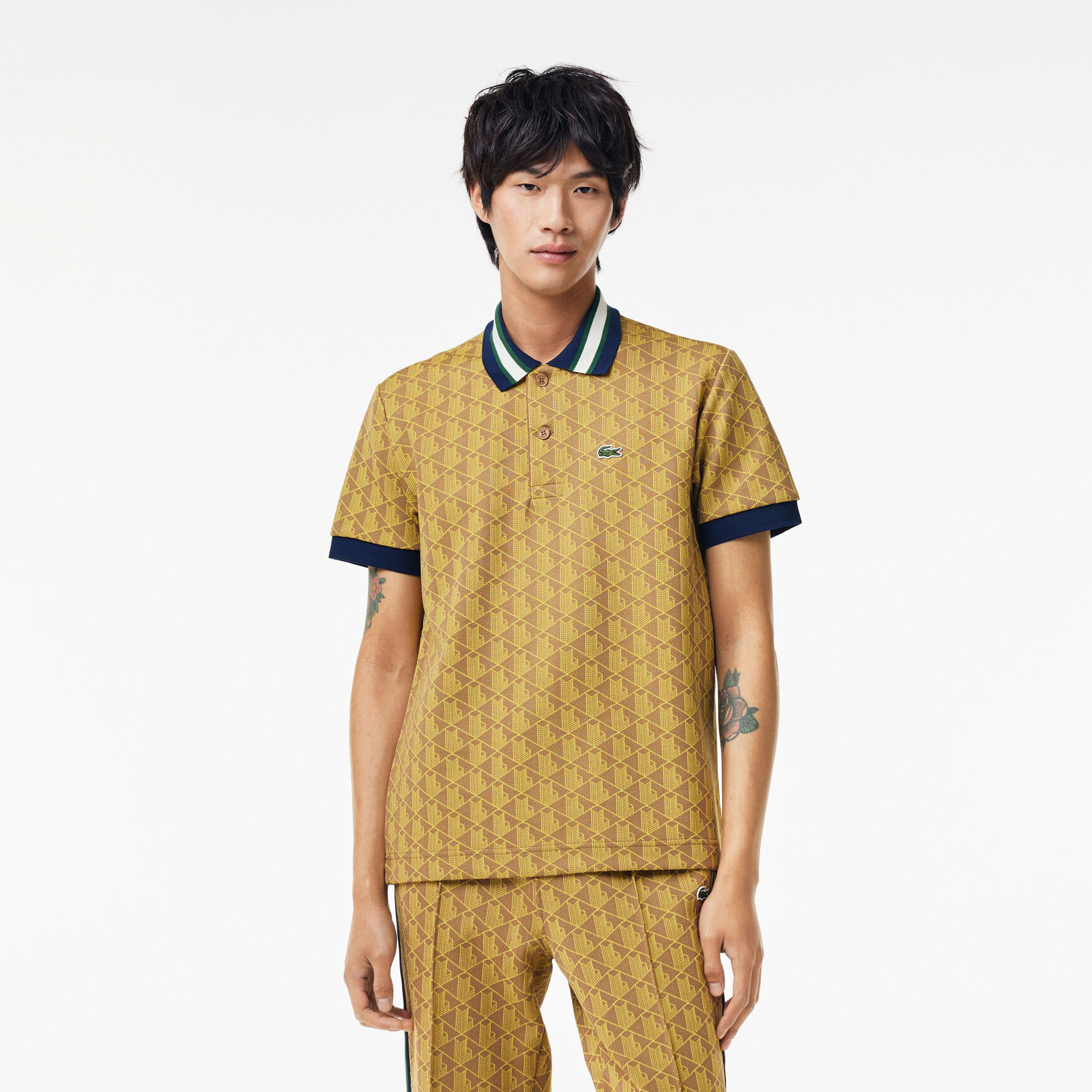 Classic Fit Contrast Collar Monogram Motif Polo Shirt - DH1417-00-QIB