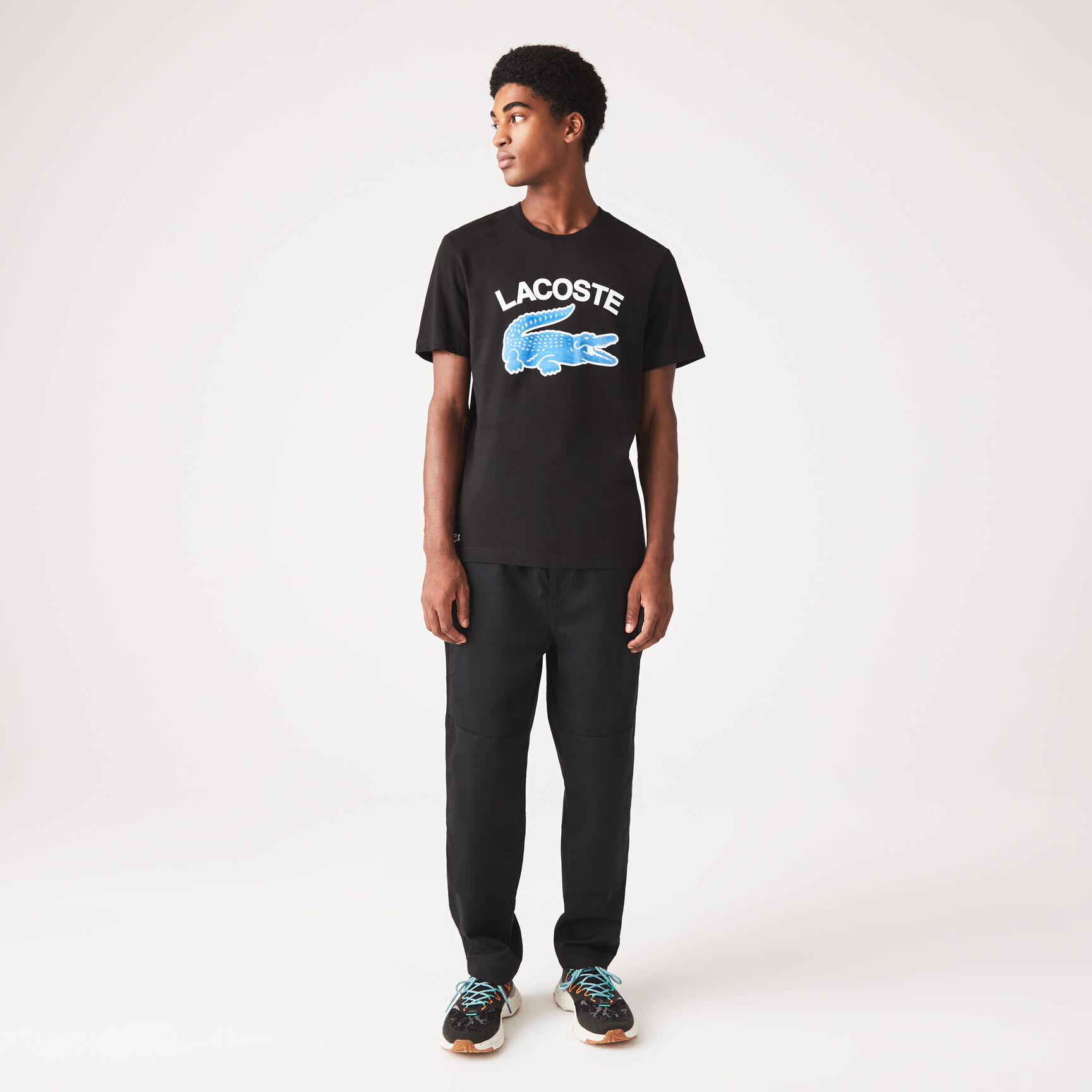 تيشيرت لاكوست بقصة عادية وشعار التمساح بحجم كبير للرجال&lrm;