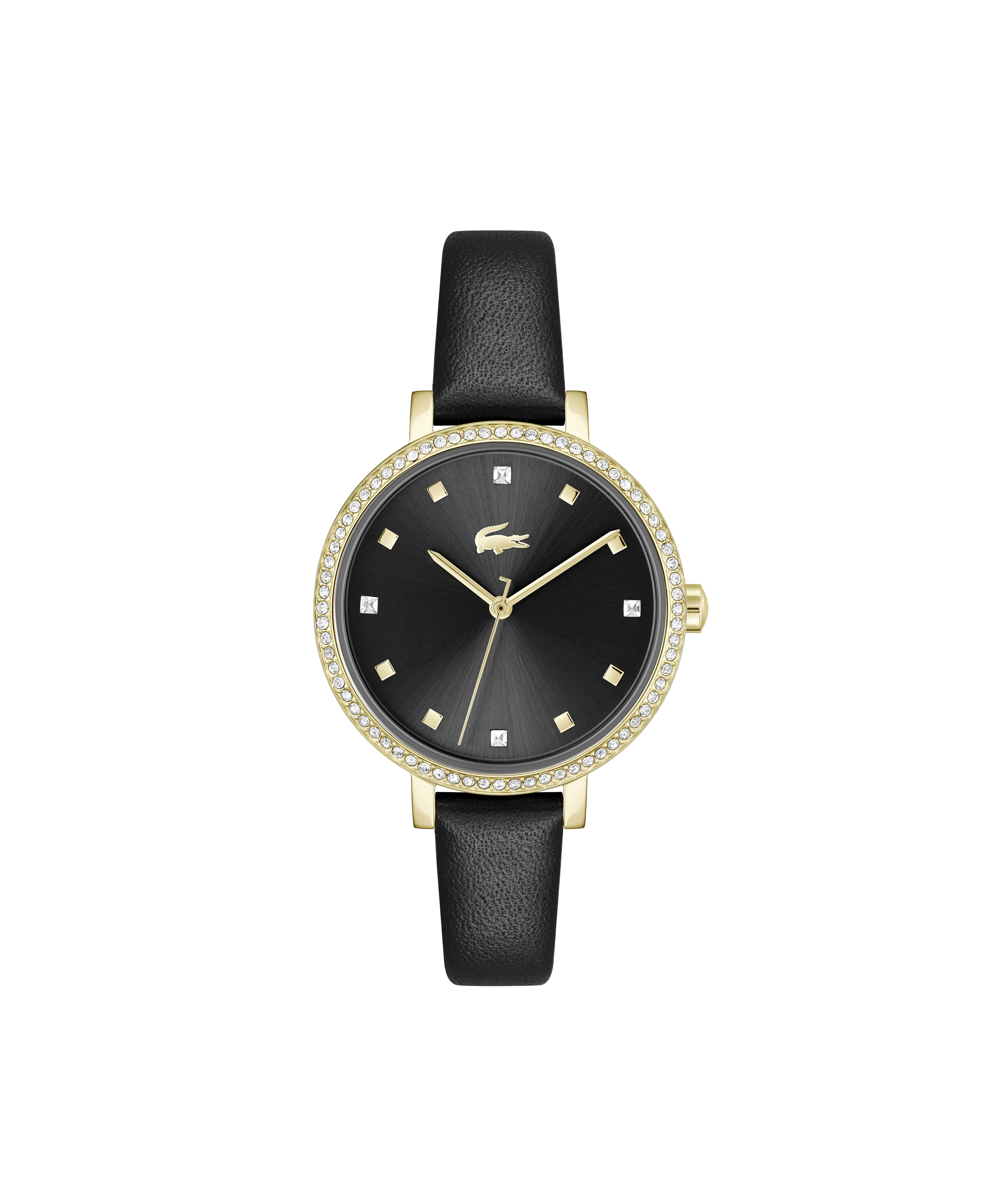 Black Leather Strap Women's Watch
