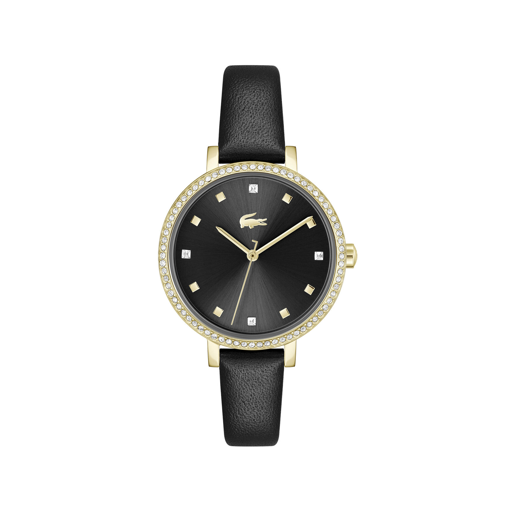 Black Leather Strap Women's Watch - 2001489-BLACK
