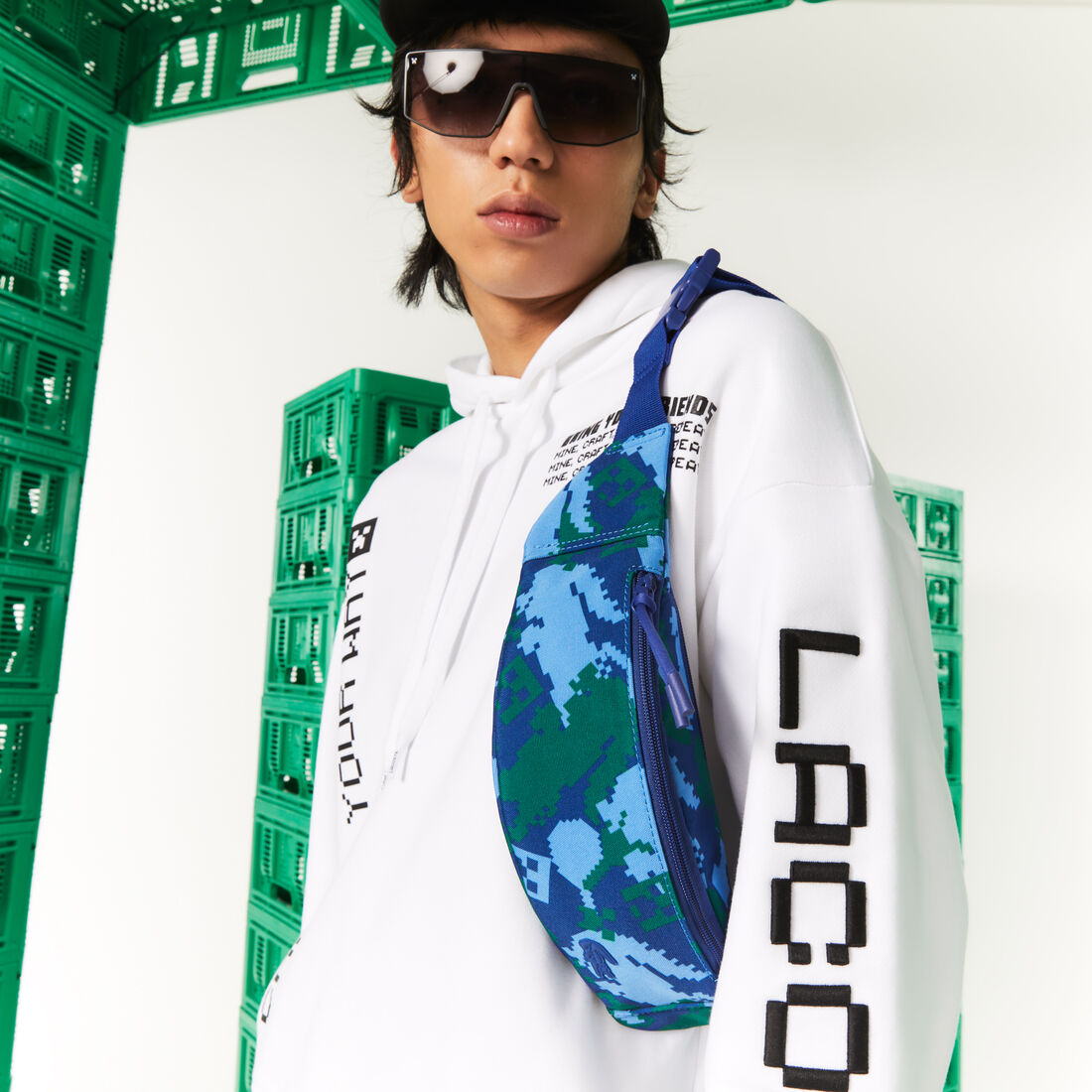 حقيبة خصر مطبوعة قنب للجنسين مجموعة Lacoste x Minecraft