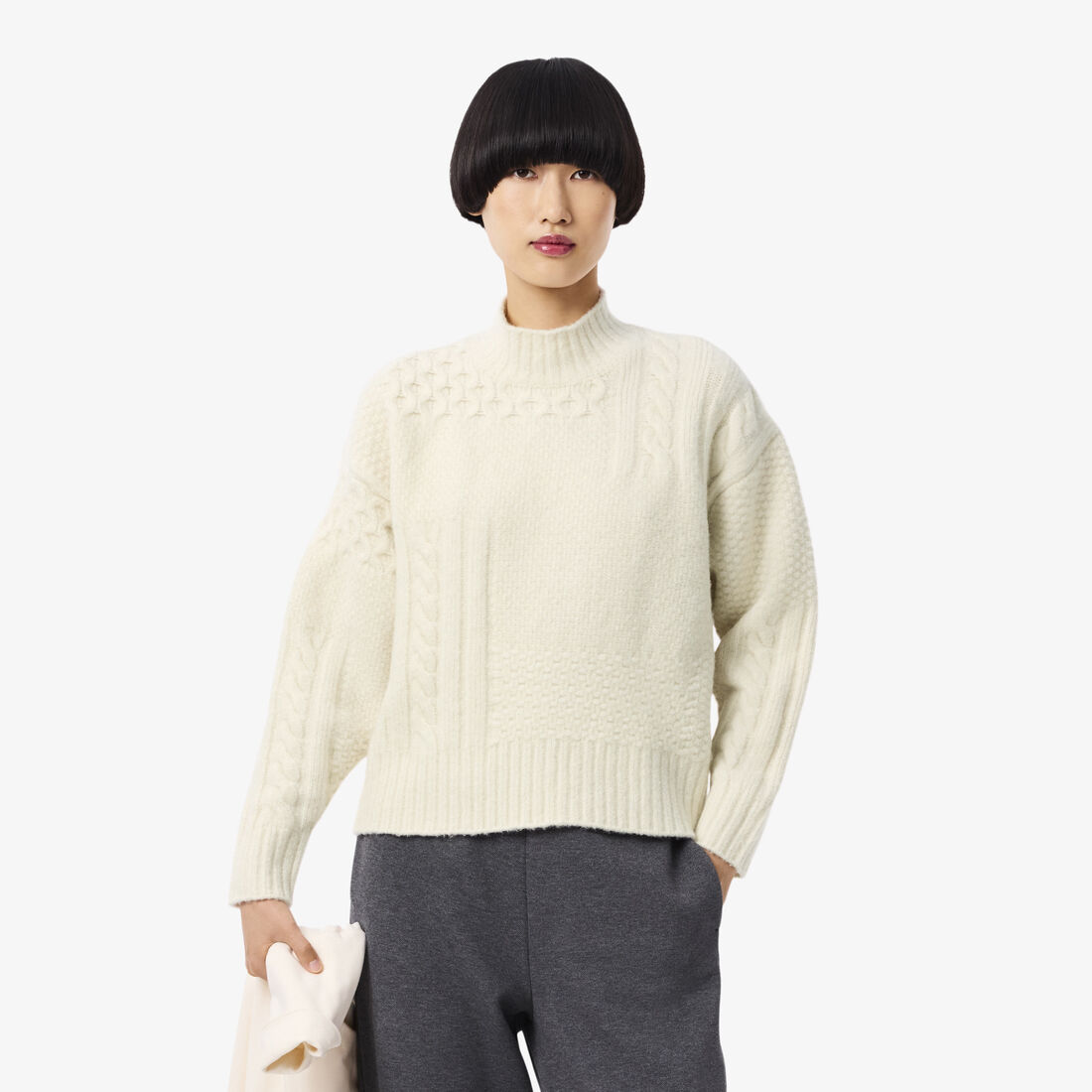 Patchwork Effect High Neck Wool Sweater - AF3974-00-XFJ