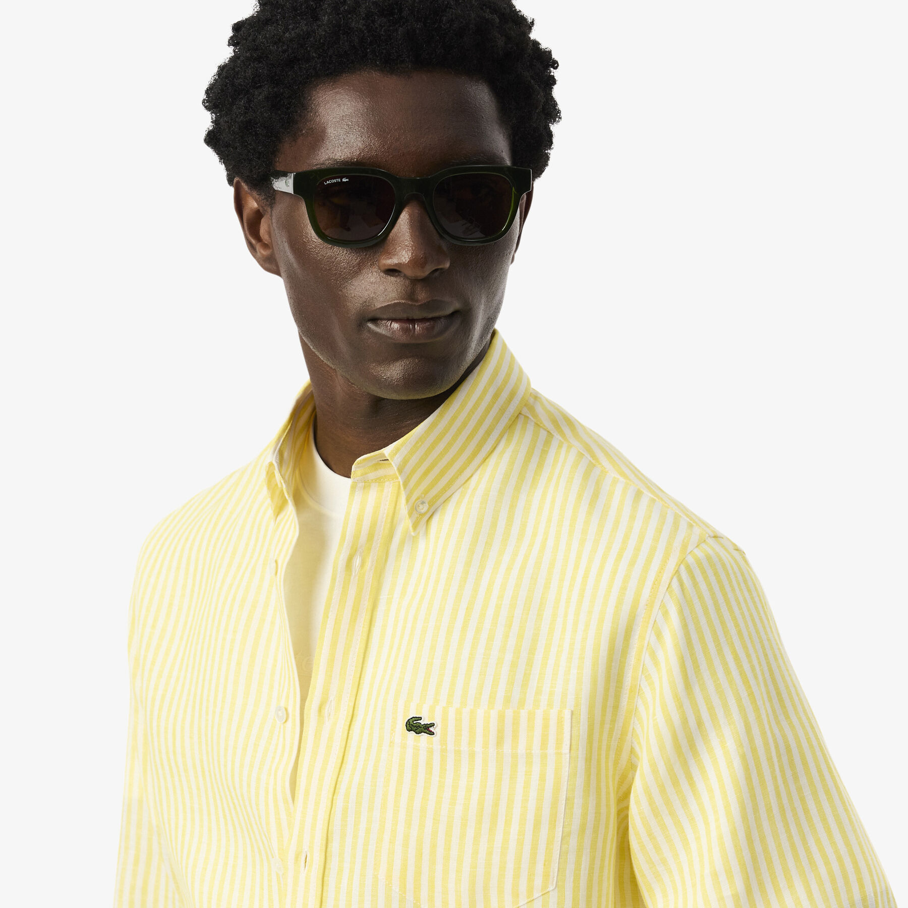 Regular Fit Striped Linen Shirt lacoste regular fit striped linen shirt
