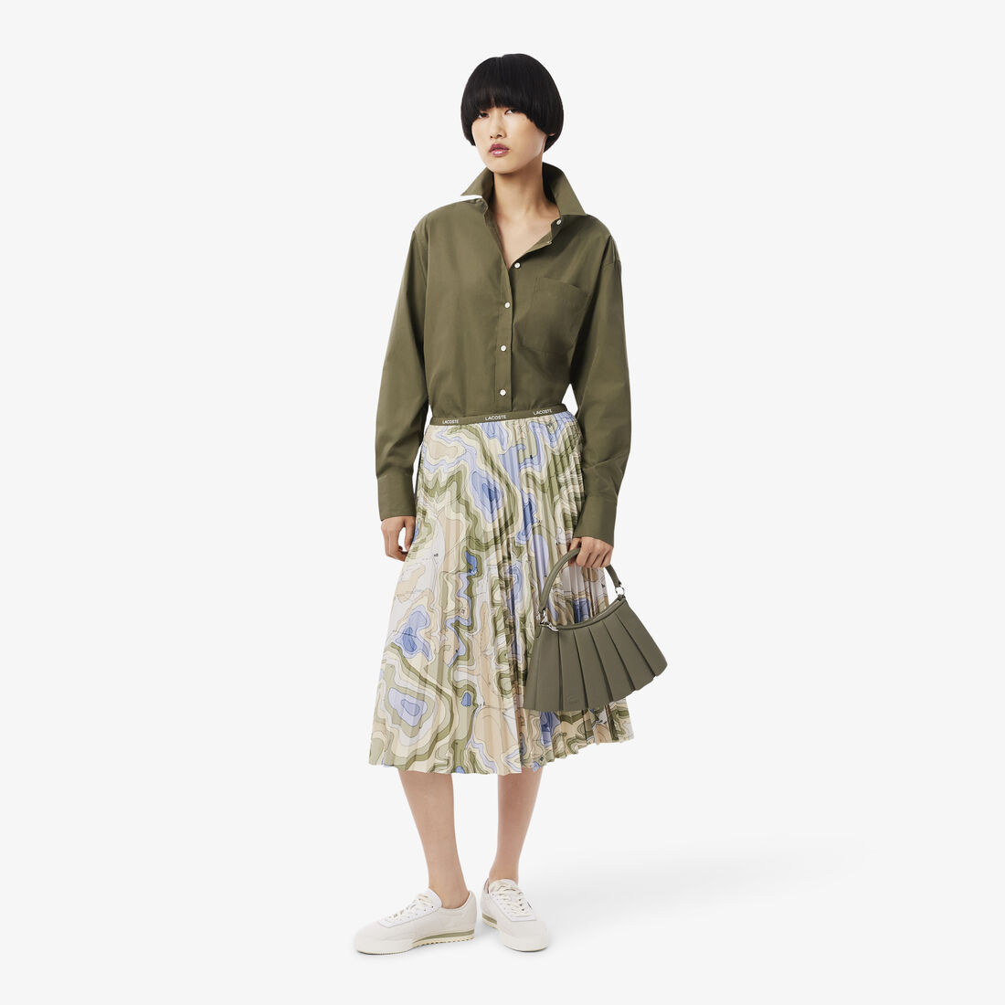 Topography Print Pleated Skirt - JF0340-00-87I