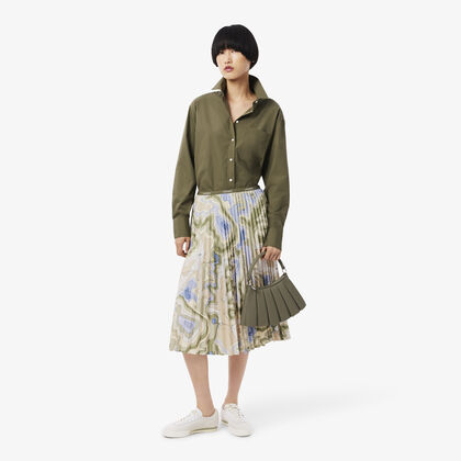 Topography Print Pleated Skirt