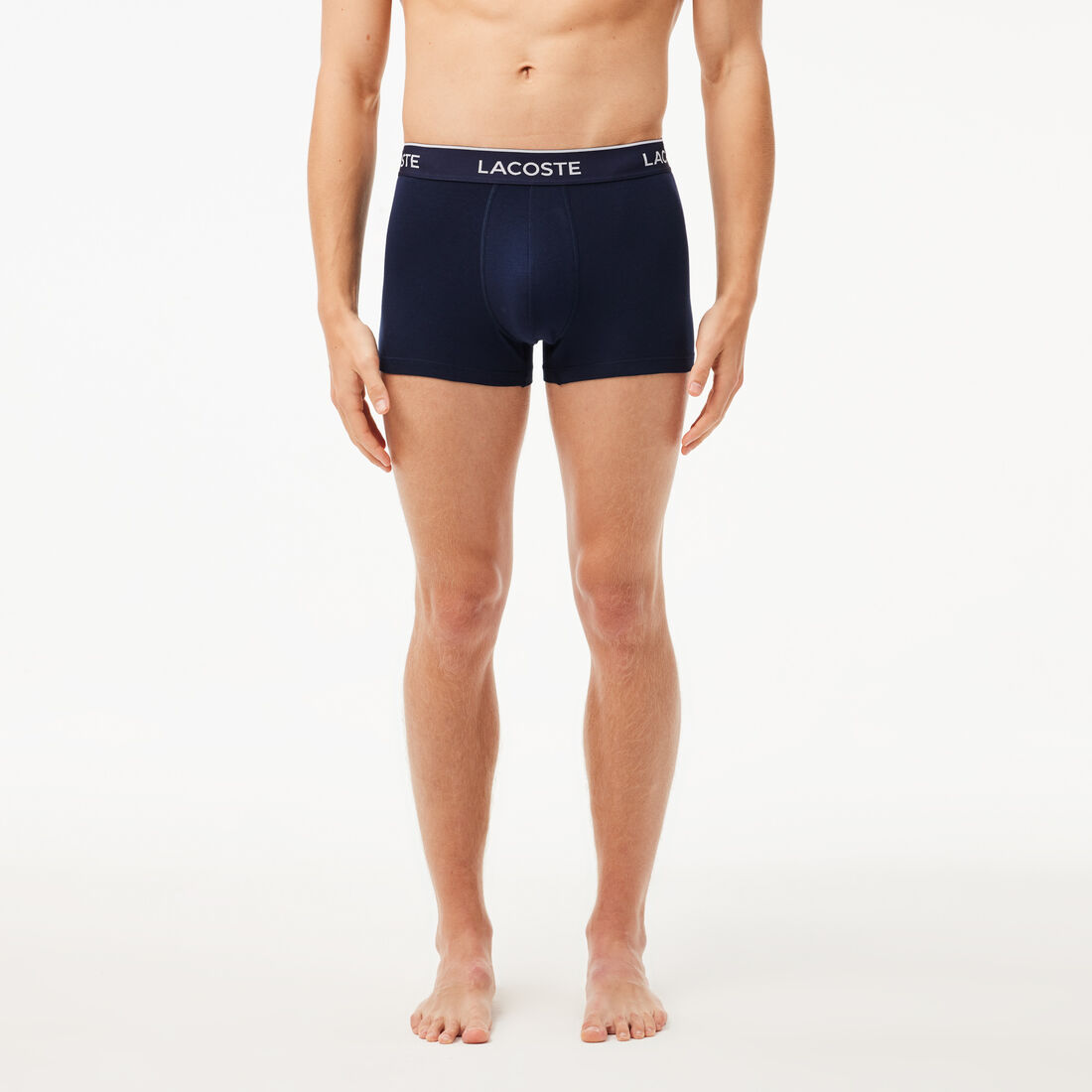 طقم بوكسر لاكوست بطبعة الشعار بألياف دقيقة للرجال، 3 قطع Pack Of 3 Casual Black Trunks - 5H3389-00-W64