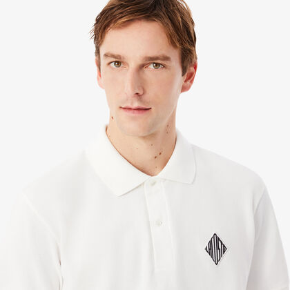 Classic Fit Badge Accent Pique Polo Shirt
