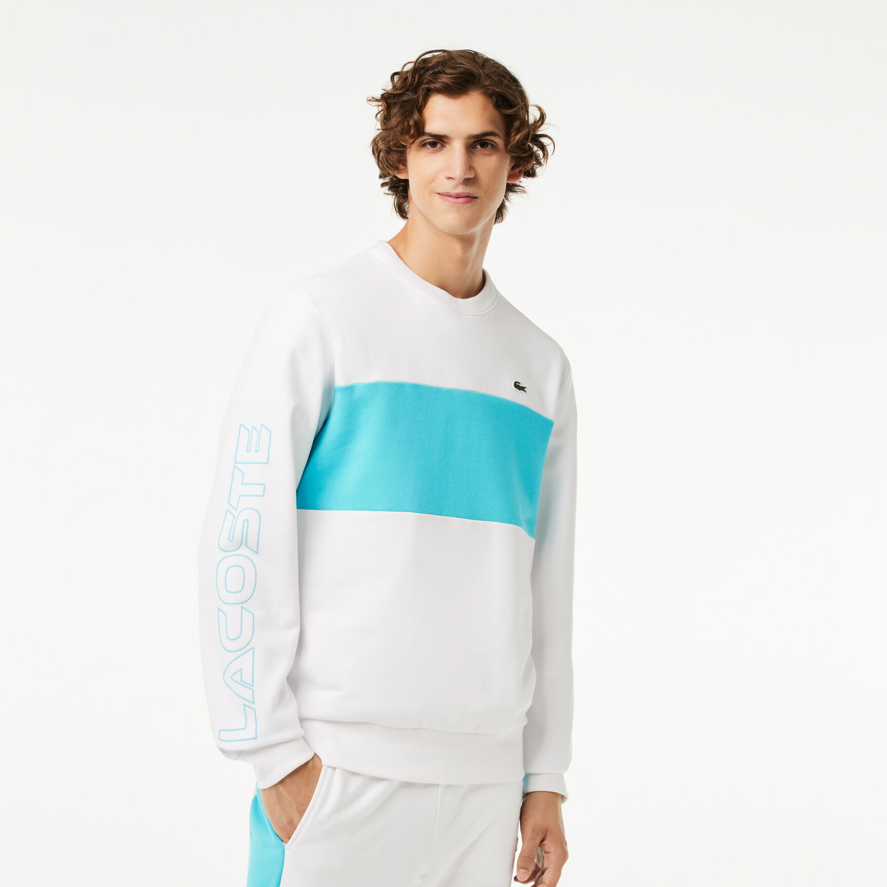 سويت شيرت قطن بوجهين مُطرز Classic Fit 3D Print Colourblock Jogger Sweatshirt - SH1433-00-RI6