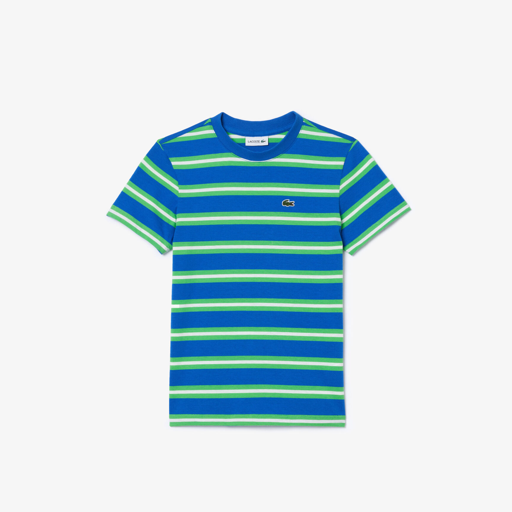 تي شيرت جيرسيه قطني بطبعة خطوط للأطفال Kids' Lacoste Stripe Print Cotton Jersey T-shirt - TJ7122-00-IU1