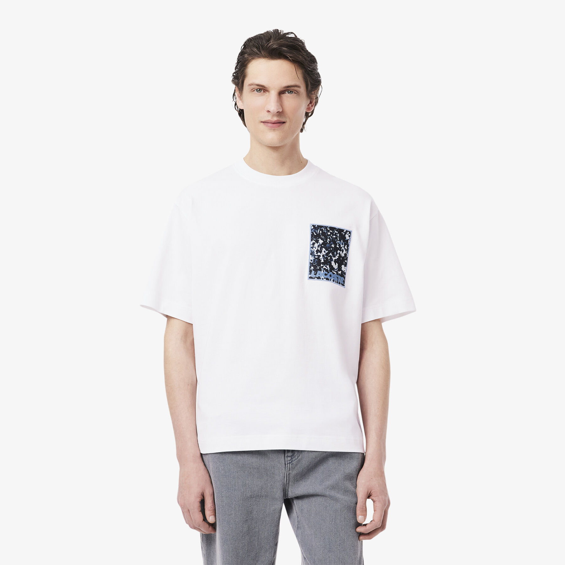 lacoste loose fit thick jersey t shirt