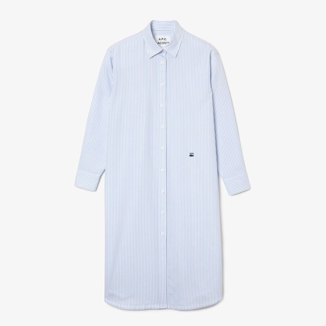 فستان بتصميم قميص قطن مخطط للنساء مجموعة Lacoste x A.P.C. فستان بتصميم قميص قطن مخطط للنساء مجموعة Lacoste x A.P.C.