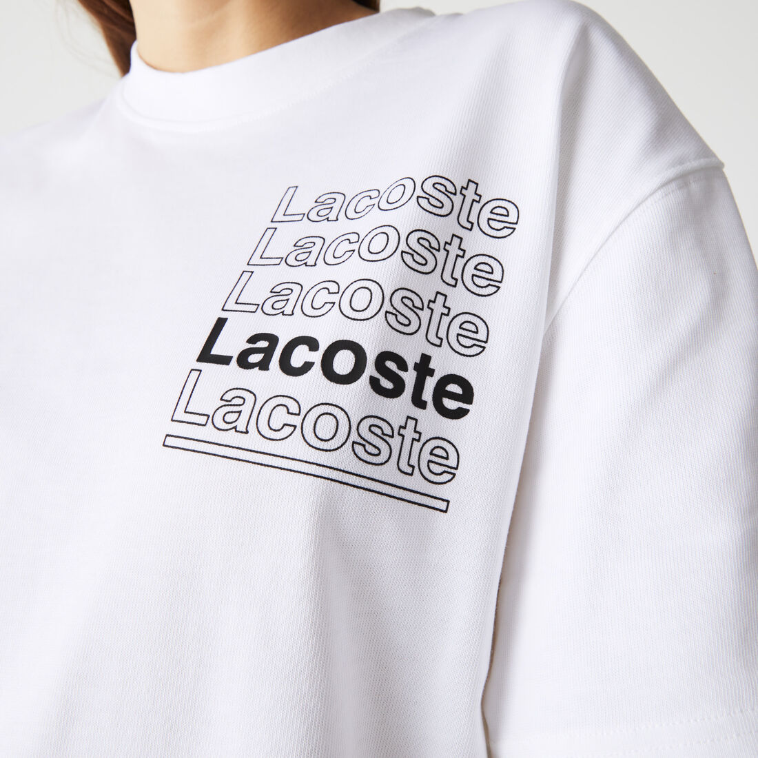 Women’s Lacoste L!VE Crew Neck Loose Print Cotton T-shirt Women’s Lacoste L!VE Crew Neck Loose Print Cotton T-shirt