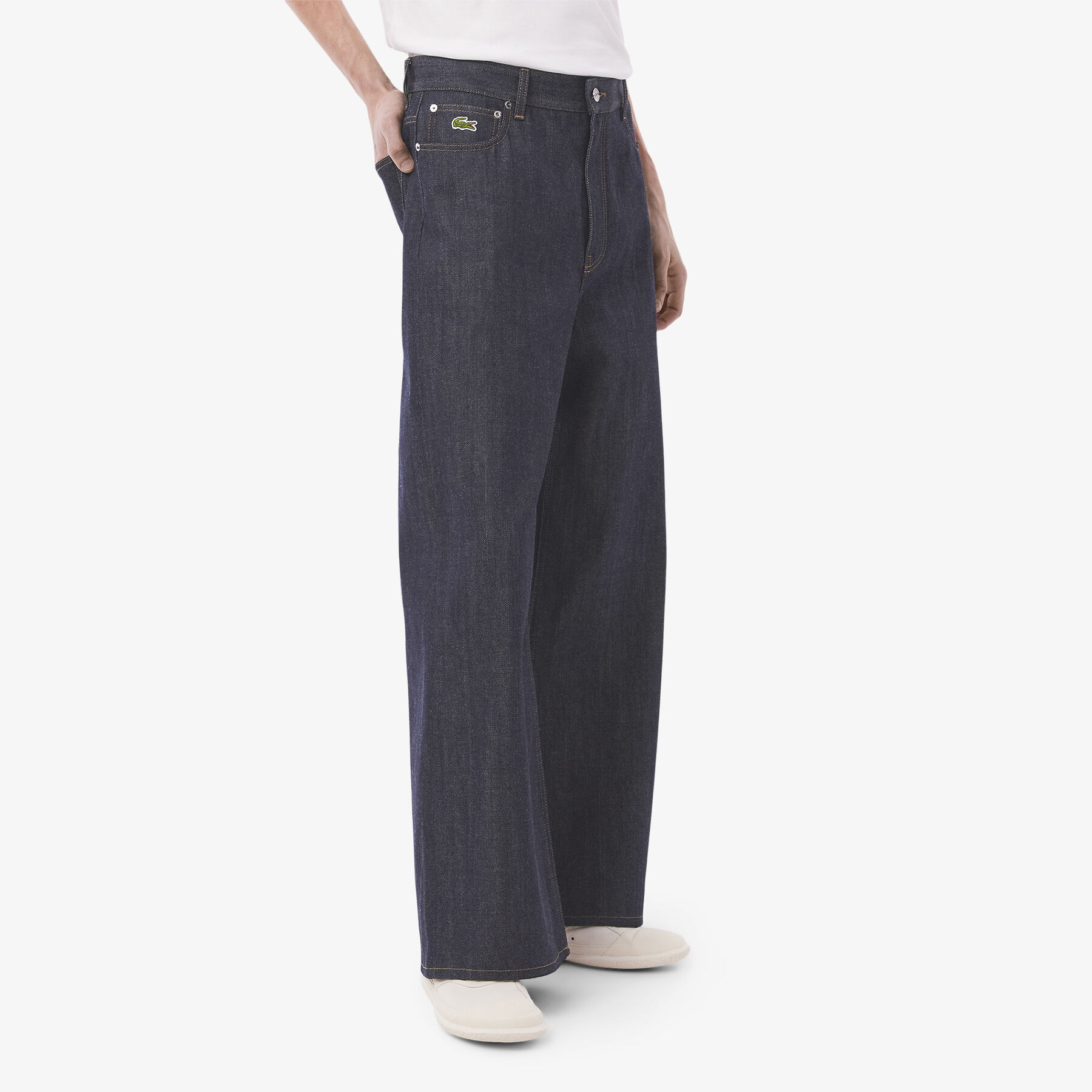 lacoste runway wide fit selvedge jeans