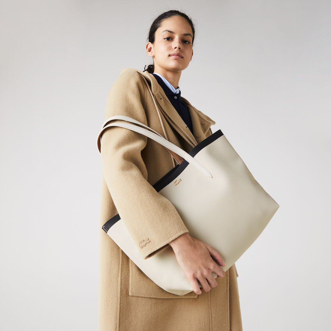 Women's Anna Reversible Contrast Band Coated Canvas Tote Bag