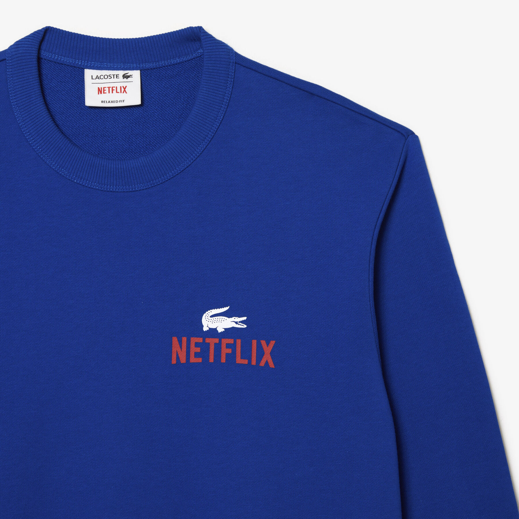 Unisex Lacoste x Netflix Round Neck Print Back Sweatshirt unisex lacoste x netflix round neck print back sweatshirt