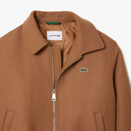 Zipped Padded Wool Aviator Jacket