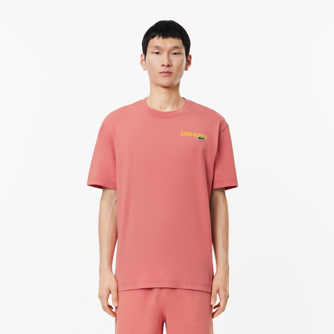 Washed Effect Ombr&eacute; Lacoste Print T-shirt - TH7544-00-ZV9