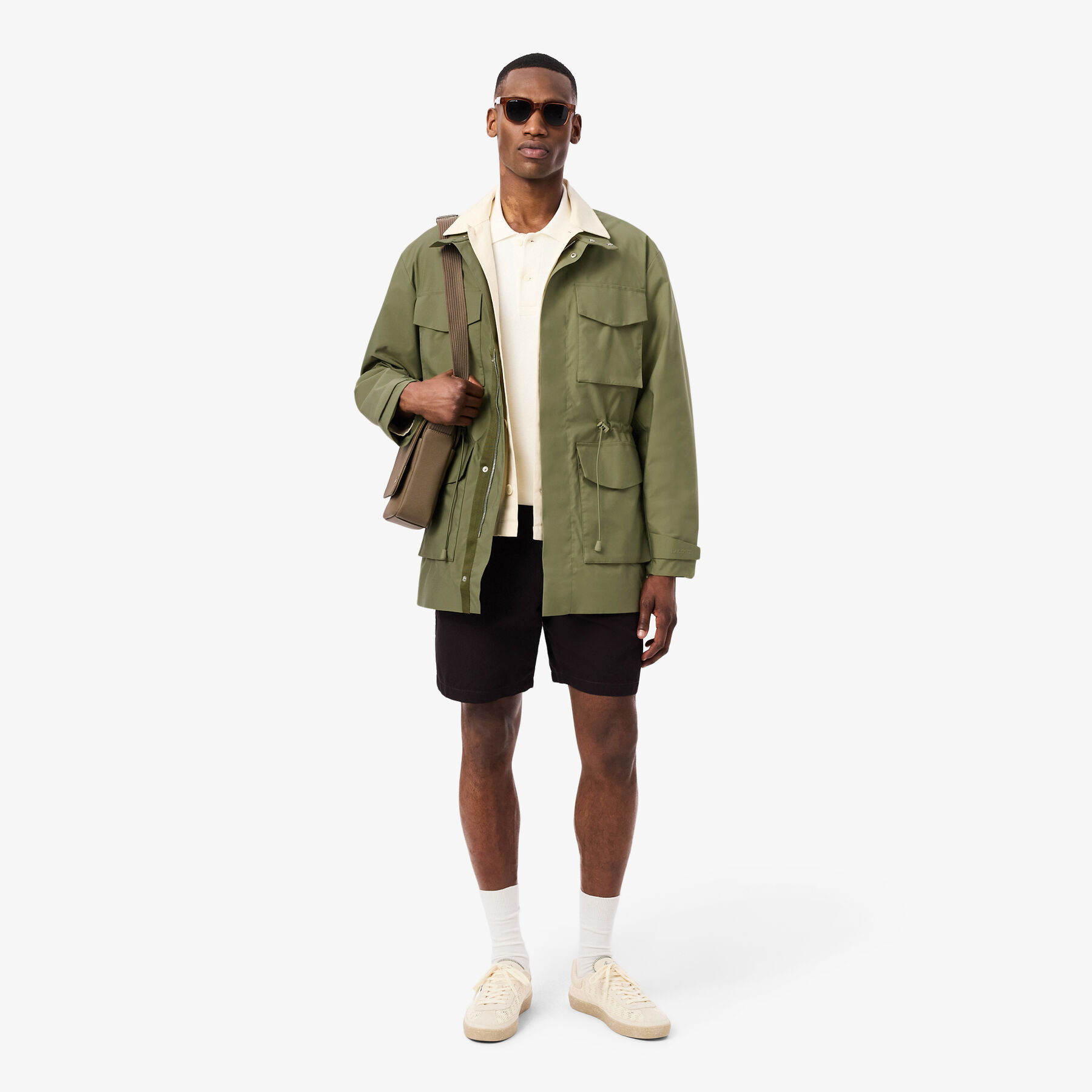 lacoste mid length water repellent windbreaker jacket
