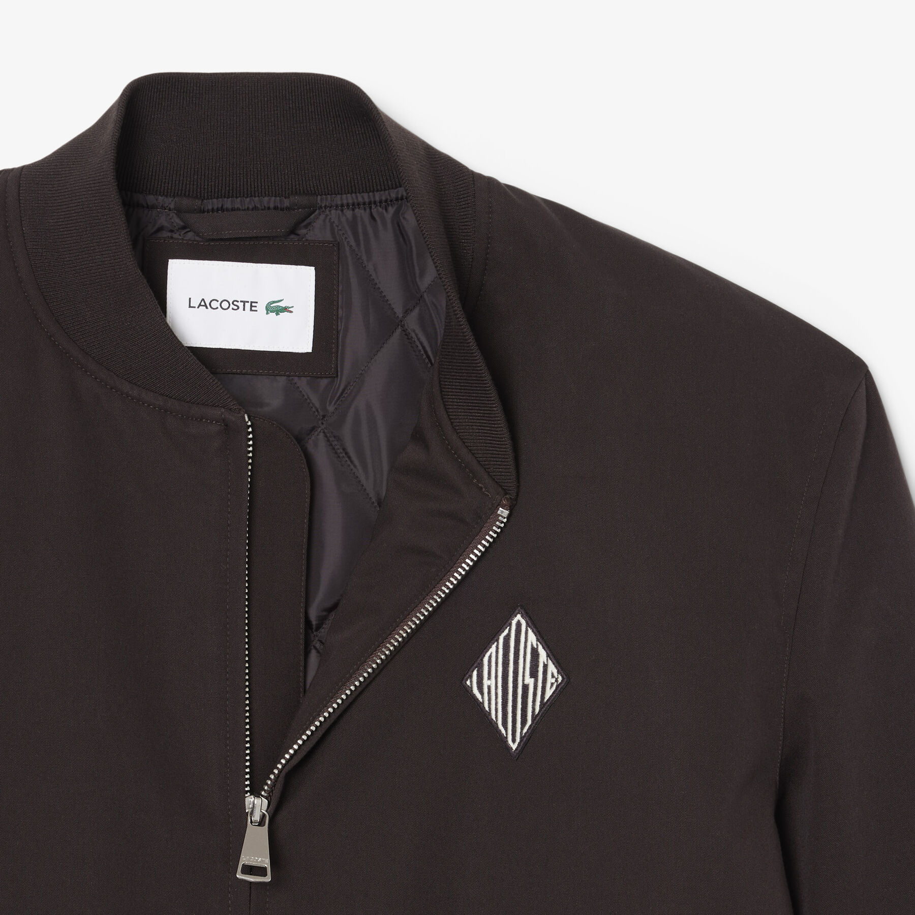 lacoste retro badge water repellent bomber jacket