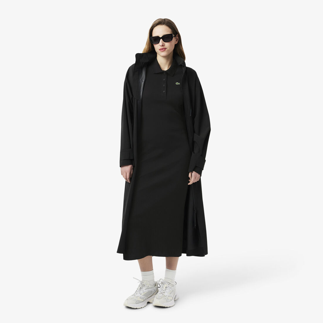 فستان بولو من القطن المضلع الطويل Long Ribbed Cotton Polo Dress - EF9622-00-031