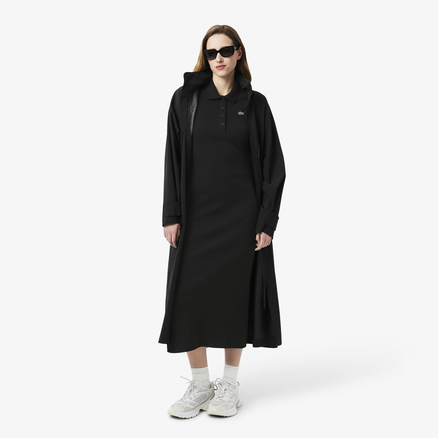 فستان بولو من القطن المضلع الطويل Long Ribbed Cotton Polo Dress - EF9622-00-031