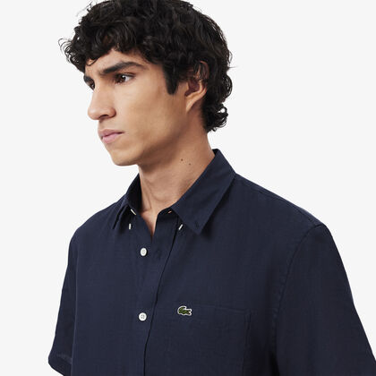 قميص كتان بأكمام قصيرة