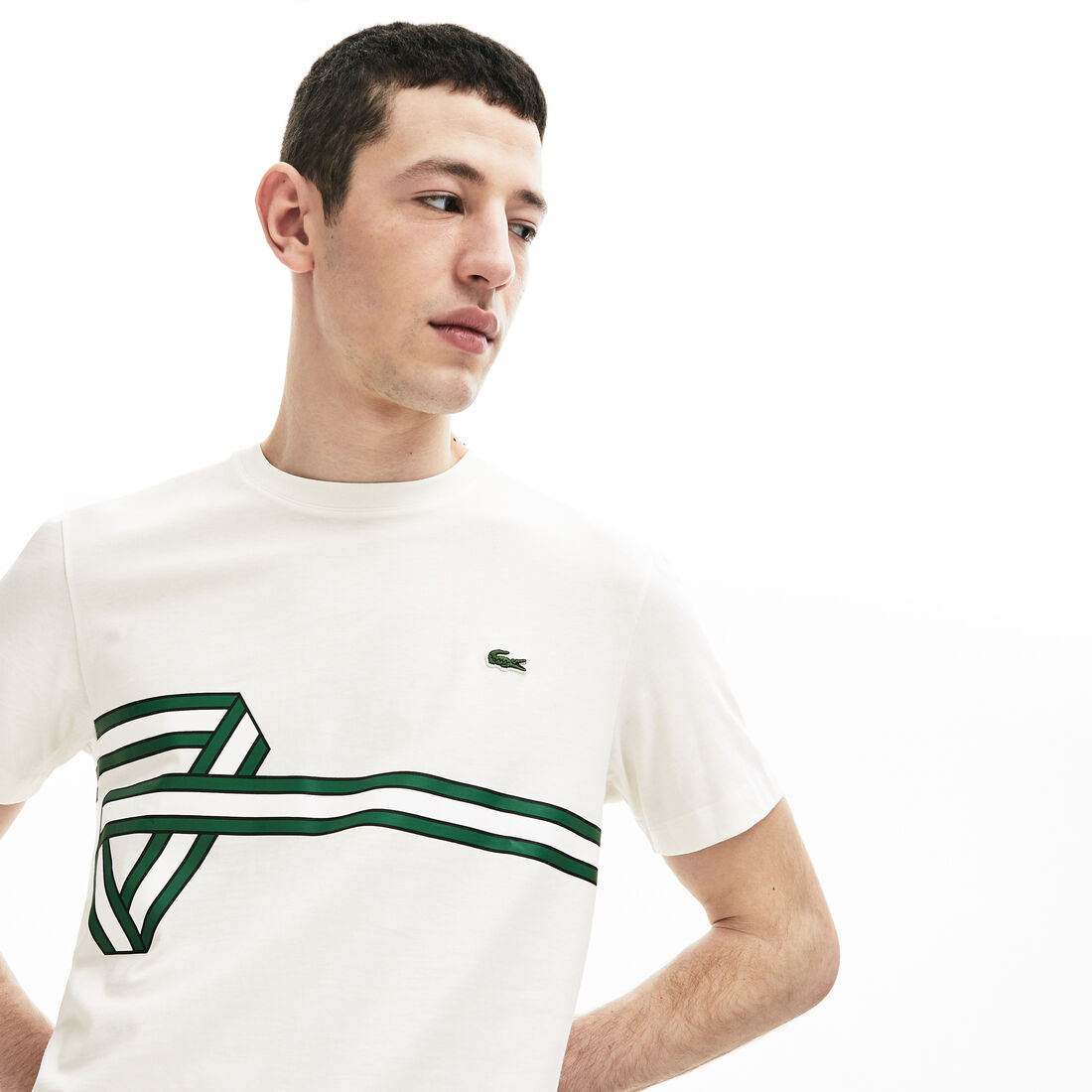 Men's Stripe Print Crew Neck T-shirt