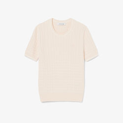 lacoste short sleeved cable knit sweater
