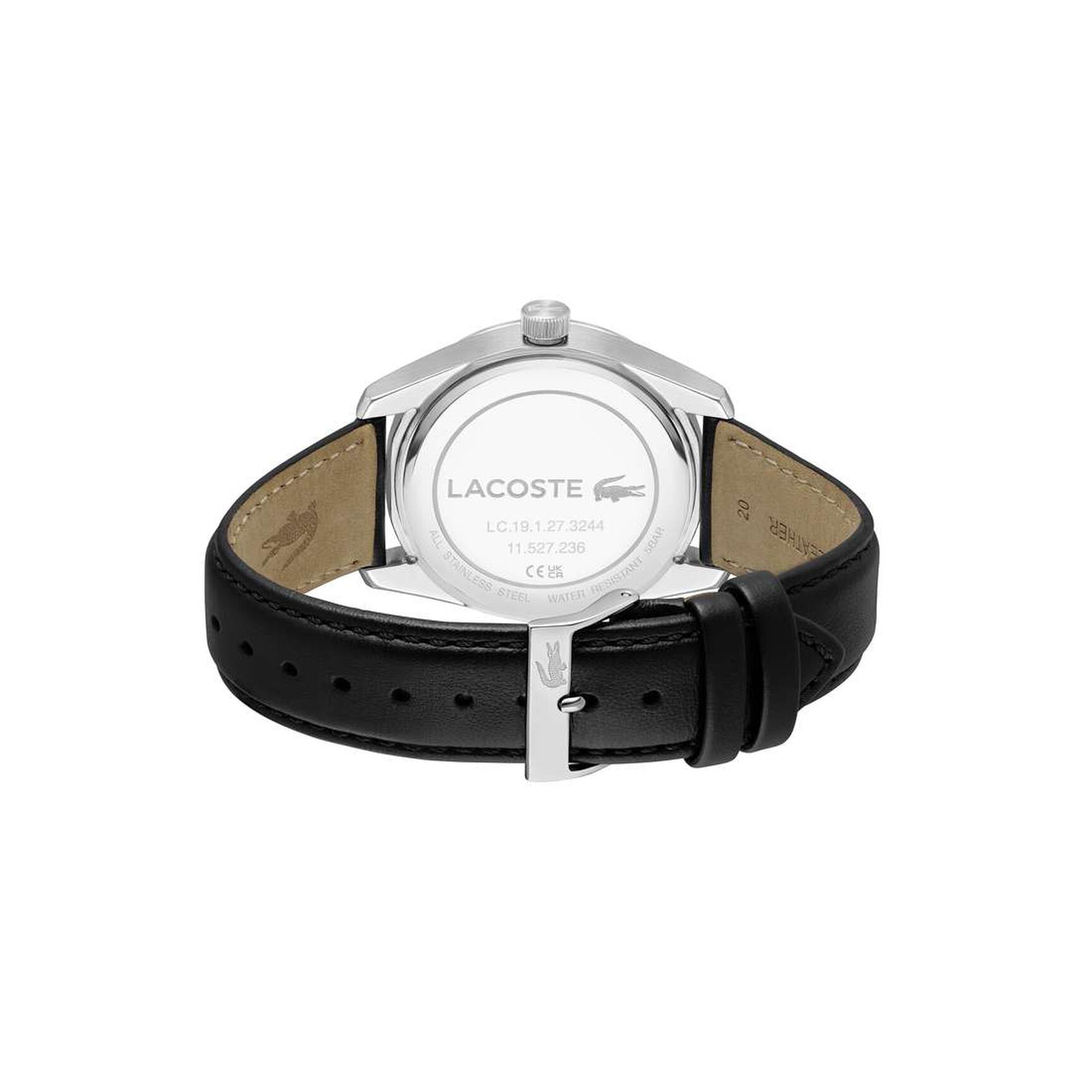 Men Leather 3 Hand Quartz Watch - 2011423-BLK