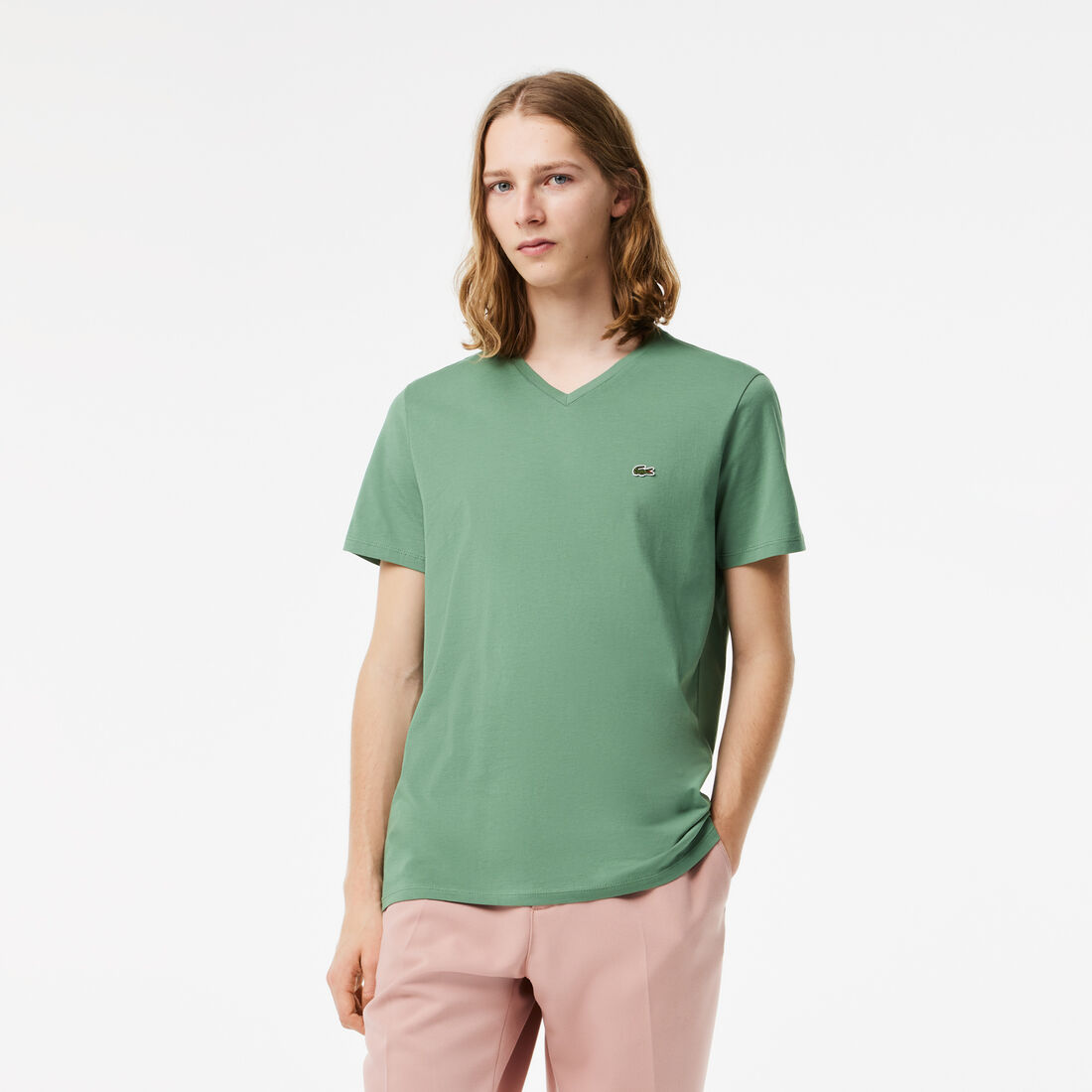 Lightweight Cotton Pima V Neck T-shirt