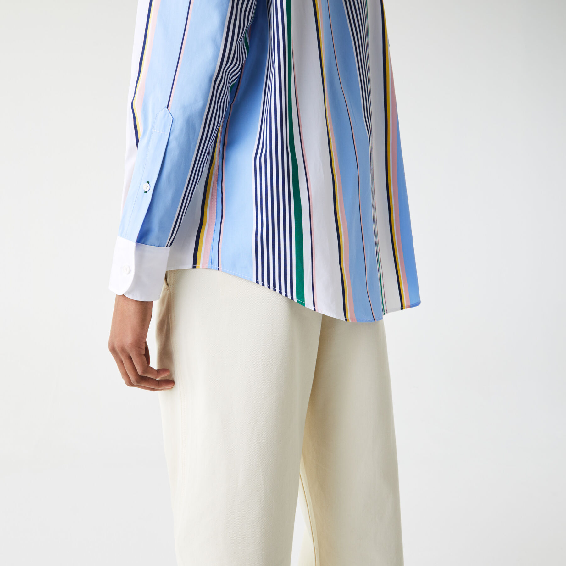 women s lacoste live classic fit scarf neck striped cotton shirt