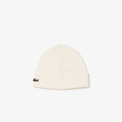 lacoste rib knit brushed wool beanie