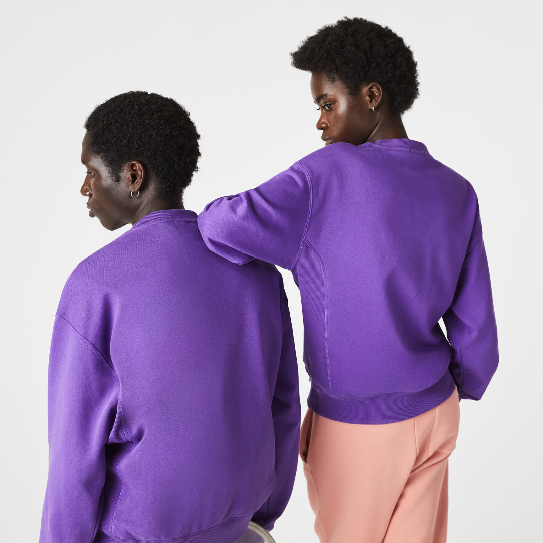 Unisex Lacoste L!VE Loose Fit Embroidered Fleece Sweatshirt