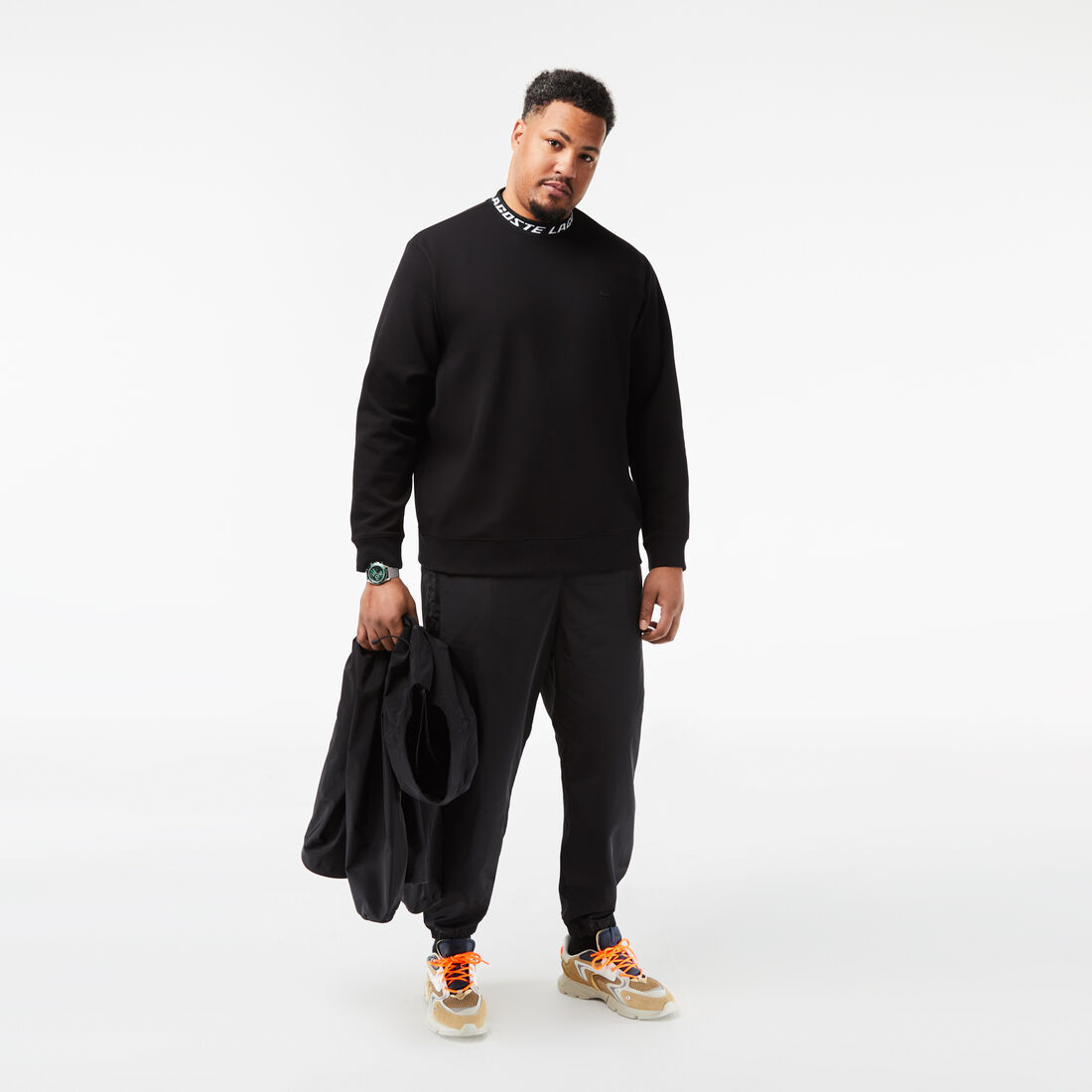 سويت شيرت للجولف من قماش معاد تدويره وبقصّة مريحة للارتداء Men's Lacoste Double Sided Logo Collar Sweatshirt - SH5690-00-031