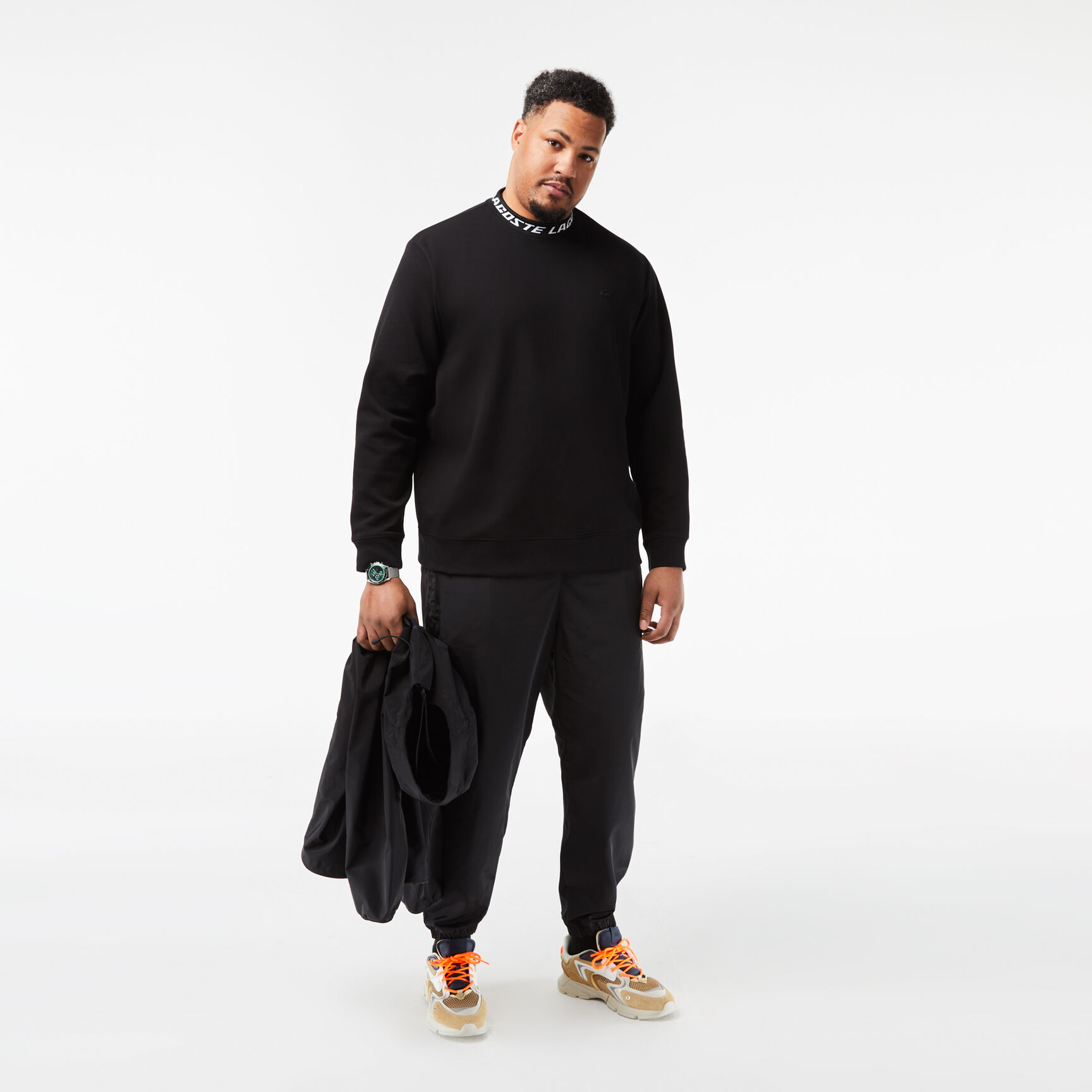 سويت شيرت للجولف من قماش معاد تدويره وبقصّة مريحة للارتداء Men's Lacoste Double Sided Logo Collar Sweatshirt - SH5690-00-031