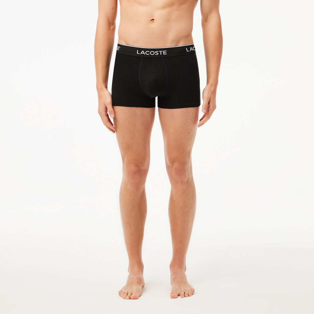 طقم بوكسر لاكوست بطبعة الشعار بألياف دقيقة للرجال، 3 قطع Pack Of 3 Casual Black Trunks - 5H3389-00-NUA