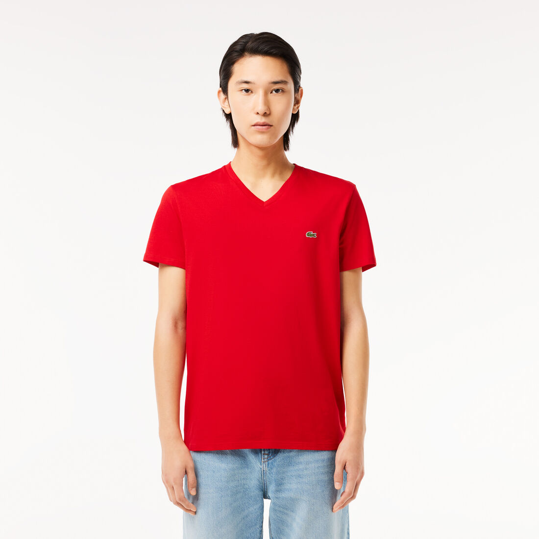 Men's V-neck Pima Cotton Jersey T-shirt - TH6710-00-240