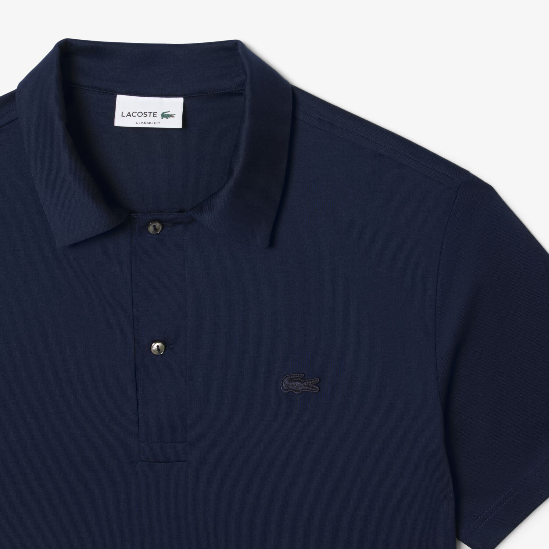 lacoste paris classic fit open neck embroidered polo shirt
